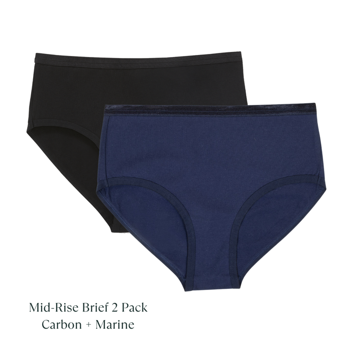 Organic Cotton Mid-Rise Brief in Carbon & Marine 2-Pack from Subset