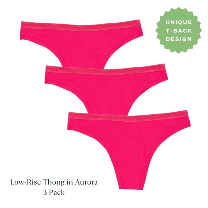 Organic Cotton Low-Rise Thong in Aurora 3-Pack from Subset