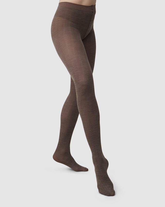 Ylva Fishbone Wool Tights from Swedish Stockings