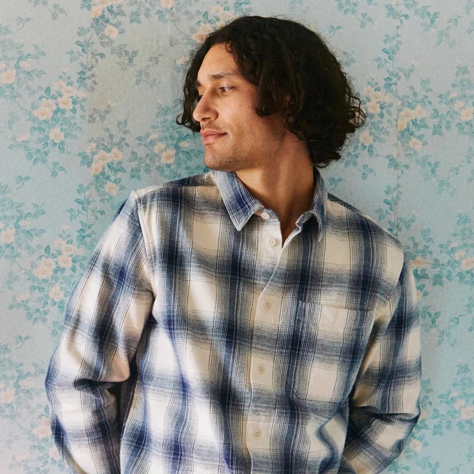 Shirt Rute Flannel Shadow Check Oat White from The Blind Spot