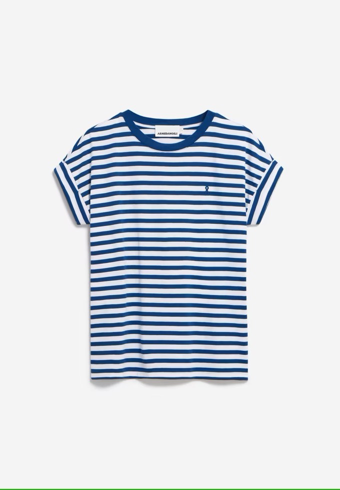 T-shirt Idaara Stripes White Lapis Blue from The Blind Spot