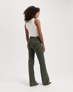 Kuyichi | Lisette Flare Corduroy Moss Green from The Blind Spot