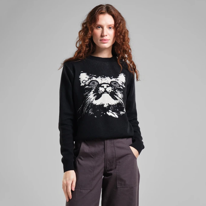 Sweater Arendal Psychedelic Cat Black from The Blind Spot