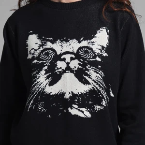 Sweater Arendal Psychedelic Cat Black from The Blind Spot