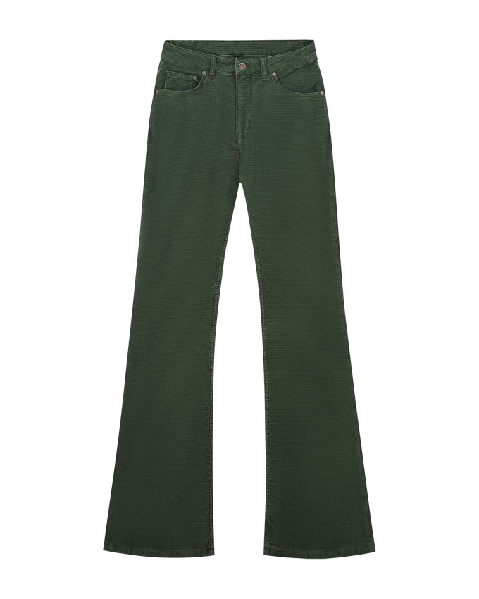 Kuyichi | Lisette Flare Corduroy Moss Green from The Blind Spot