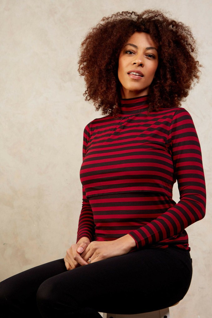 Ecovero™ Nursing Polo Neck | Stripe from Tilbea London