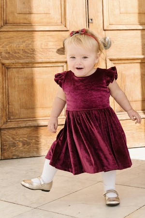 Tilly Red Velvet Girls Dress from Tilbea London