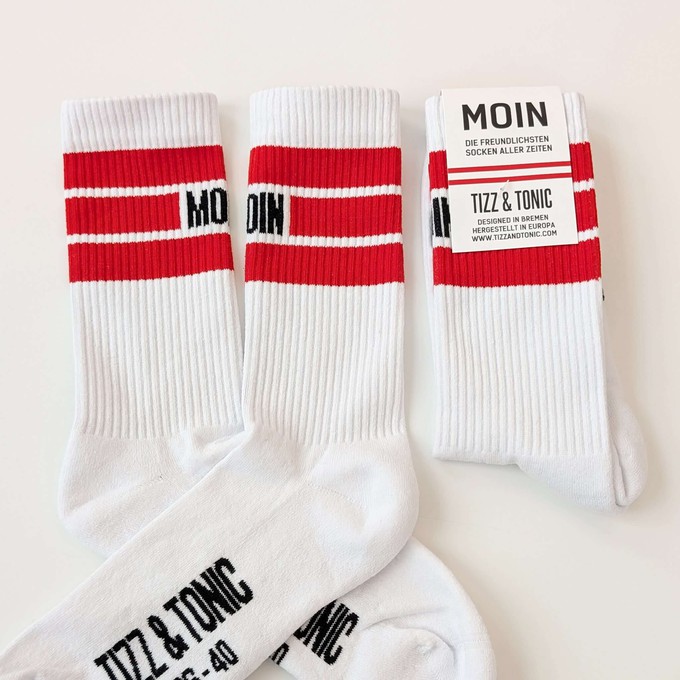 MOIN Unisex Recycled Tennis Socks (RED) from TIZZ & TONIC