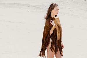 VIDA PONCHO - MID BROWN from Treasures-Design