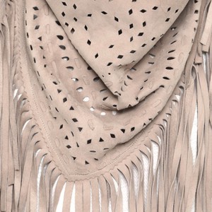 CHISTA FRINGE SHAWL - POWDER BEIGE from Treasures-Design