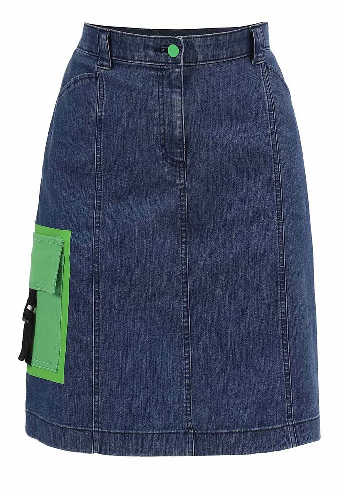 Re.Street Siren | Midirock in A-Linie, Mittelindigoblau from Un Denim