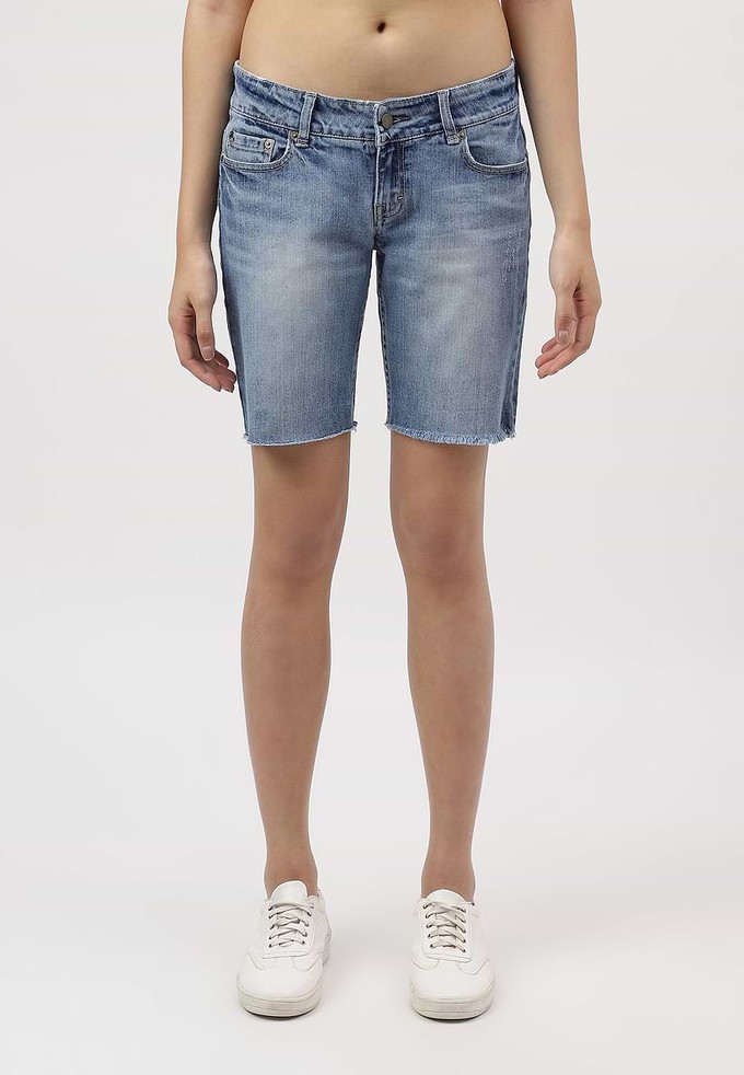 UnExcess Pledge | Radlershorts mit niedriger Taille in Mittelindigo from Un Denim