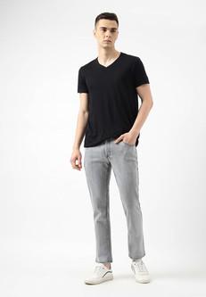UnWaste Pledge | Graue Slim-Jeans mit niedriger Taille via Un Denim