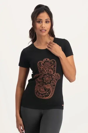 Hamsa Core Yoga Tee – Onyx Black from Urban Goddess