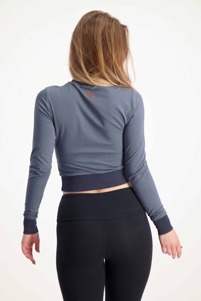 Lakshmi Longsleeve Crop Top – Slate from Urban Goddess