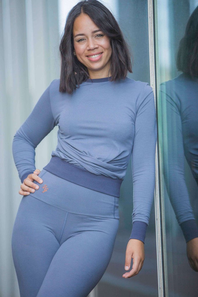 Lakshmi Longsleeve Crop Top – Slate from Urban Goddess