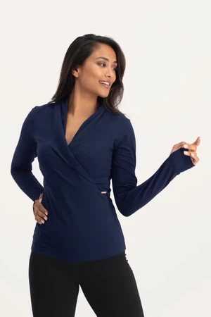 Ishtar Longsleeve Yoga Top – Midnight from Urban Goddess