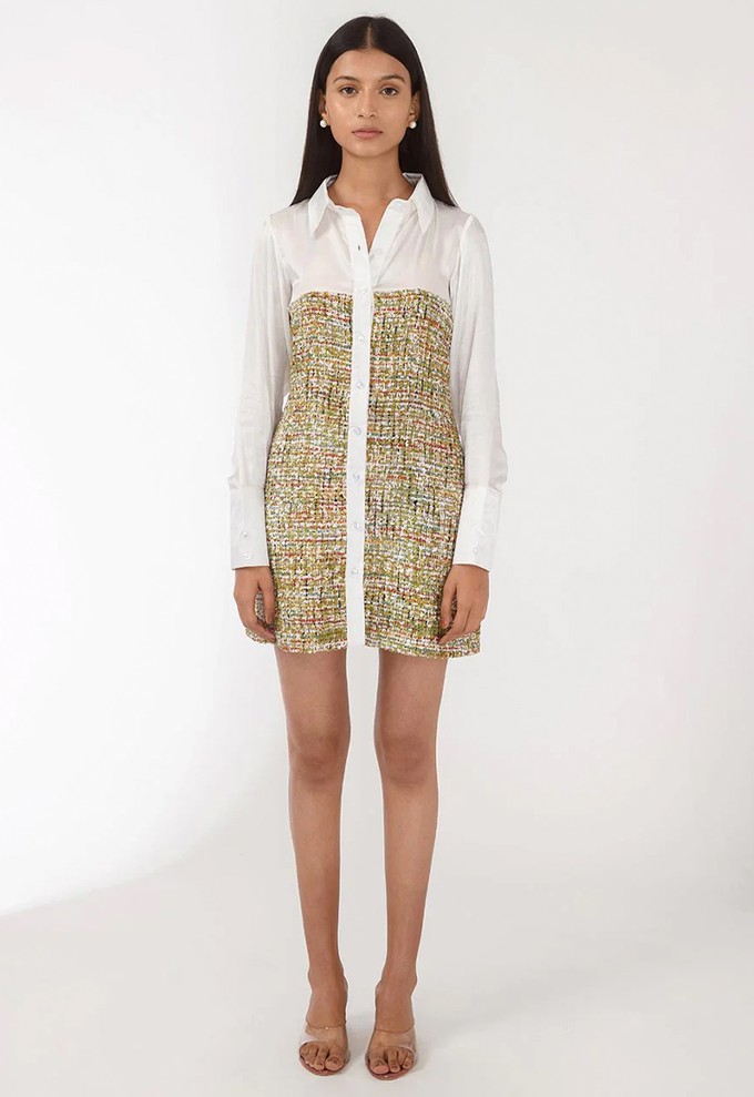 Handwoven Shirt Dress - Green from Urbankissed