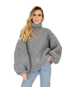 Turtle Neck Sweater - Grey via Urbankissed