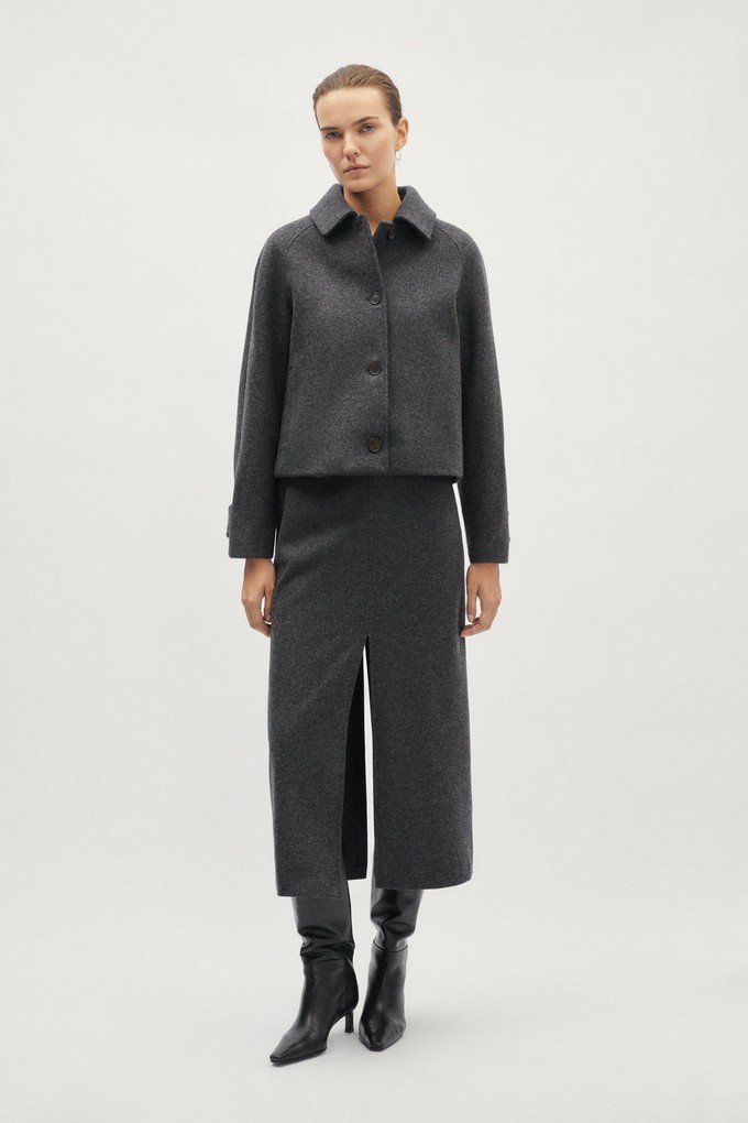 The Woolen Cropped Coat - Ash Grey from Urbankissed