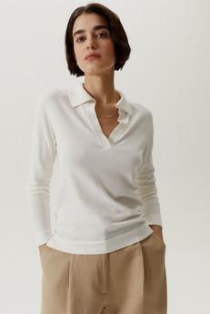 The Organic Cotton Lightweight Polo - Milk White via Urbankissed