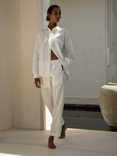High Waist Linen Pants - White via Urbankissed