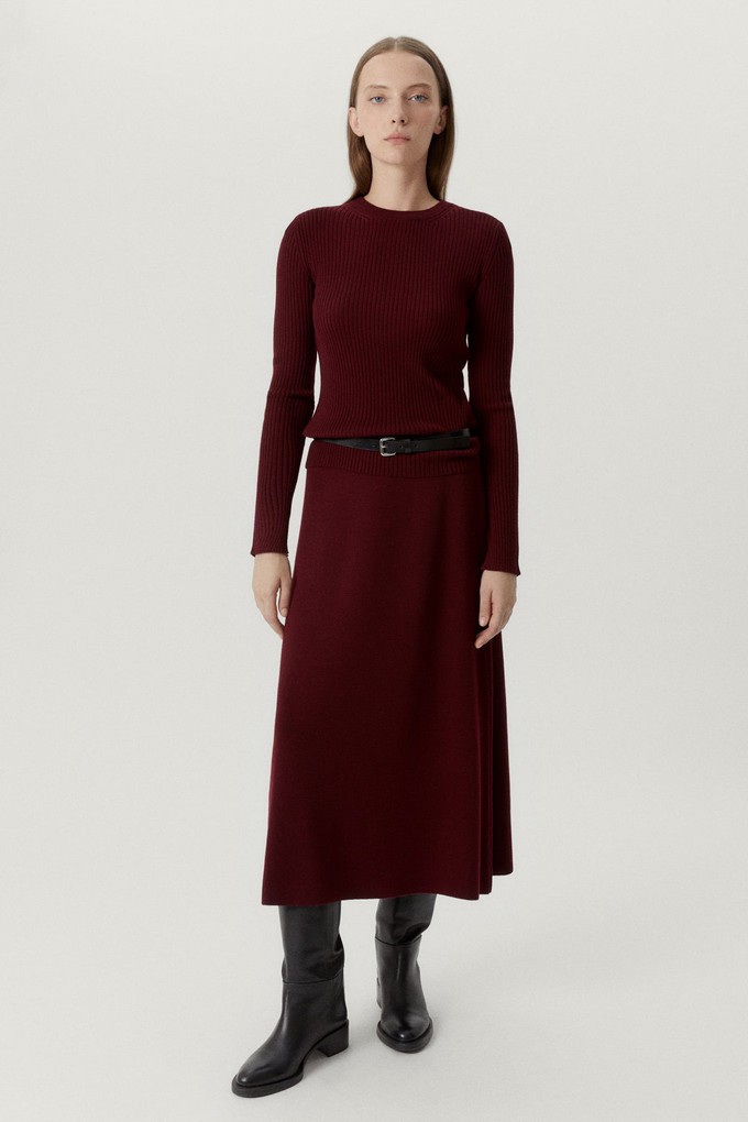 The Merino Wool Flare Skirt - Ruby Red from Urbankissed