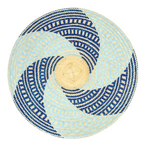 Round Placemats Natural Straw Woven Blue (Set x 4) from Urbankissed