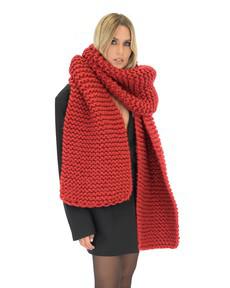 Straight Ribbed Chunky Scarf - Red via Urbankissed