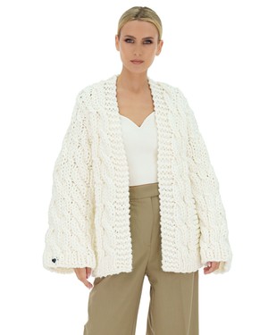 Cable Knit Cardigan - White from Urbankissed