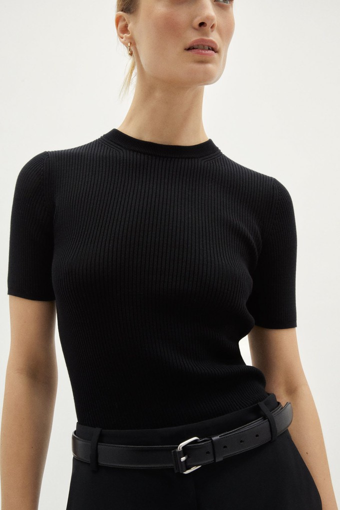 The Organic Cotton Ribbed Tee - Black from Urbankissed