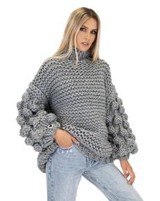 Bubble Sleeve Sweater - Grey via Urbankissed