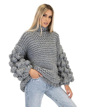 Bubble Sleeve Sweater - Grey from Urbankissed