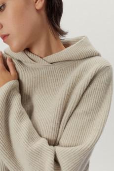 The Woolen Ribbed Hoodie - Ecru via Urbankissed