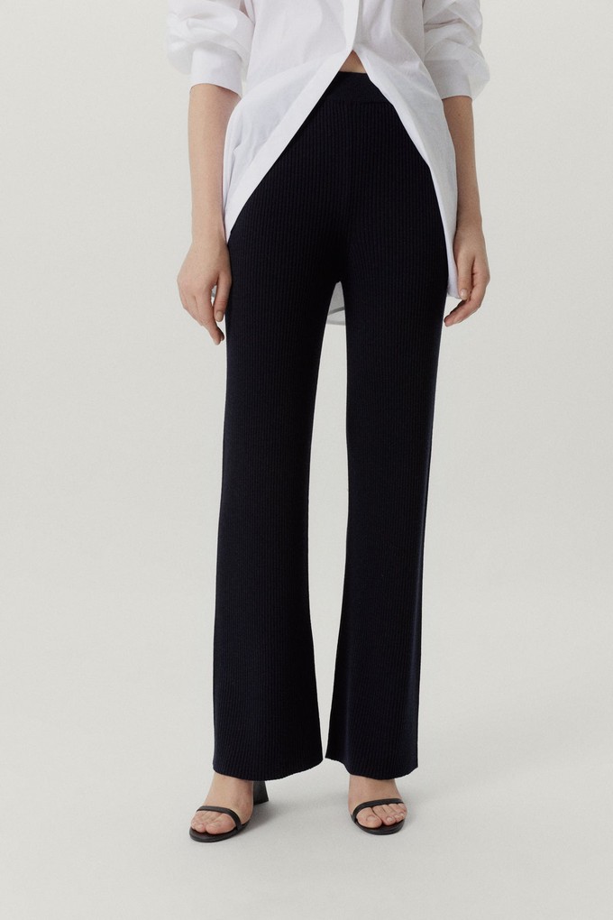 The Merino Wool Ribbed Pants - Oxford Blue from Urbankissed