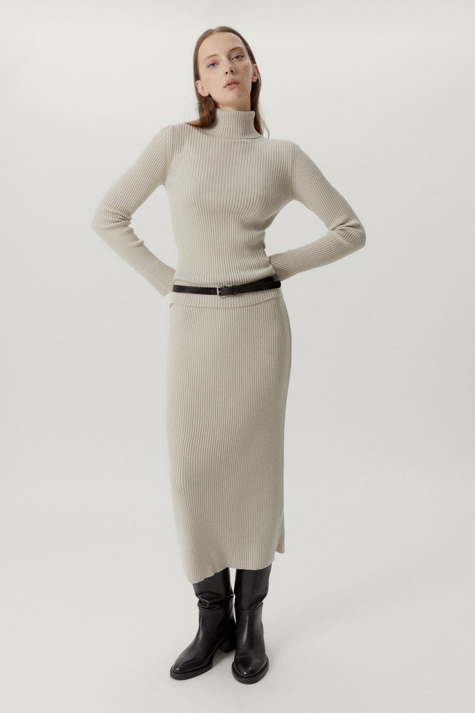 The Merino Wool Ribbed Skirt - Pearl from Urbankissed