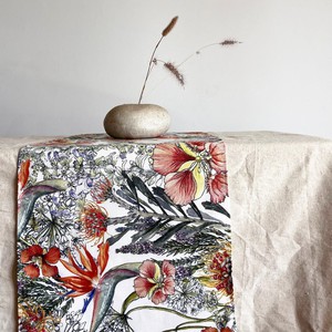 Floral Table Runner Recycled Plastic - Orange Fynbos from Urbankissed