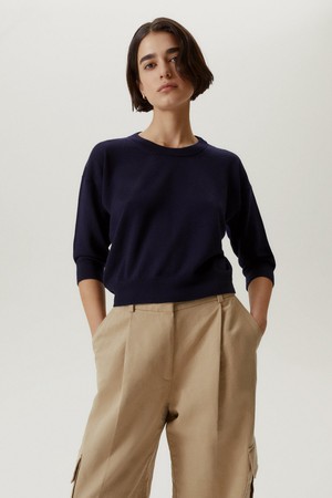 The Merino Wool Boxy T-shirt - Oxford Blue from Urbankissed