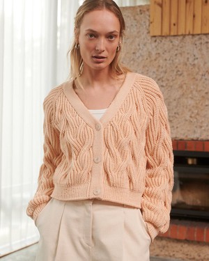 Nemunas: Golden Hour Merino Wool Cardigan from Urbankissed