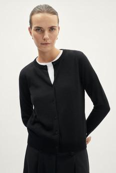 The Ultrasoft Wool Crewneck Cardigan - Black via Urbankissed