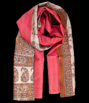 Kantha sjaal hergebruikte zijde Rood Paisley from Via India