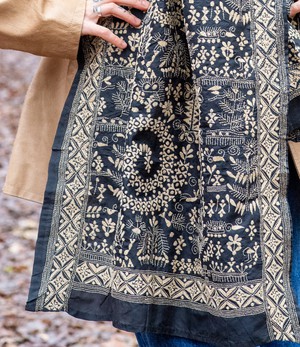 Nakshi Kantha Sjaal Donkerblauw Tribal from Via India