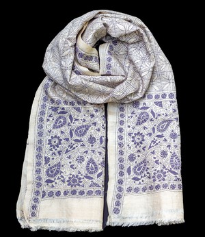 Nakshi Kantha sjaal Zachtblauw Paisley from Via India