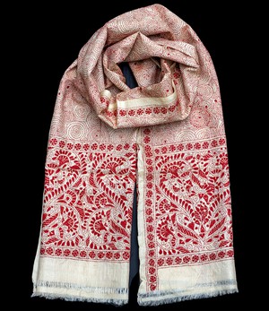 Nakshi Kantha sjaal Bruin cirkelmotief from Via India