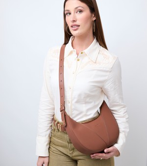 River Vegan Bio-Based Bamboo Leather Hobo Bag in Brown from Votch