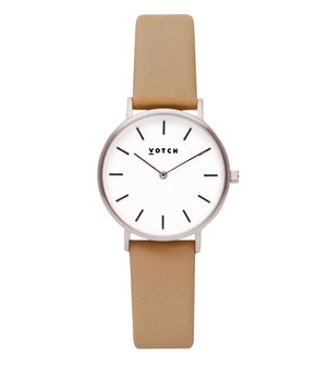 Silver & Tan Watch | Petite from Votch