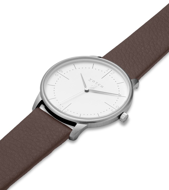 Silver & Brown Watch | Aalto from Votch