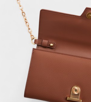 Luella Vegan Bio-Based Bamboo Leather Chain Purse in Brown from Votch