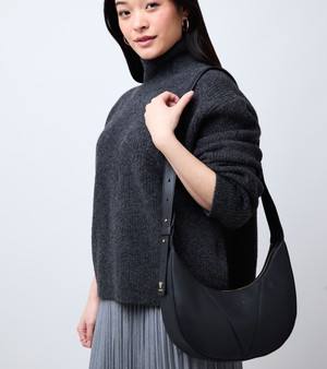 River Vegan Bio-Based Bamboo Leather Hobo Bag in Black from Votch