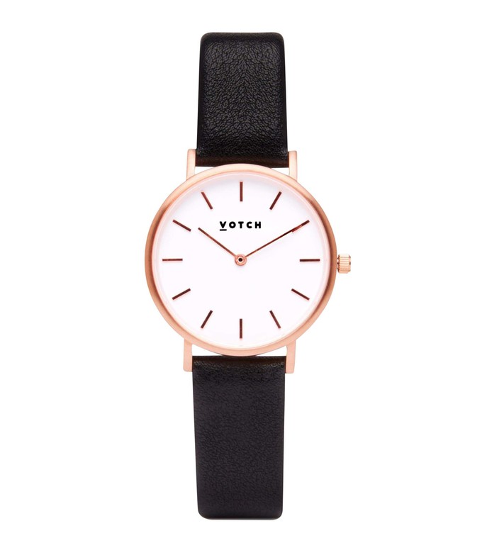 Rose Gold Bangle with Rose Gold & Black Petite Watch from Votch